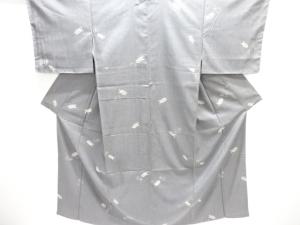 未使用品　作家物　魚模様縦節紬着物